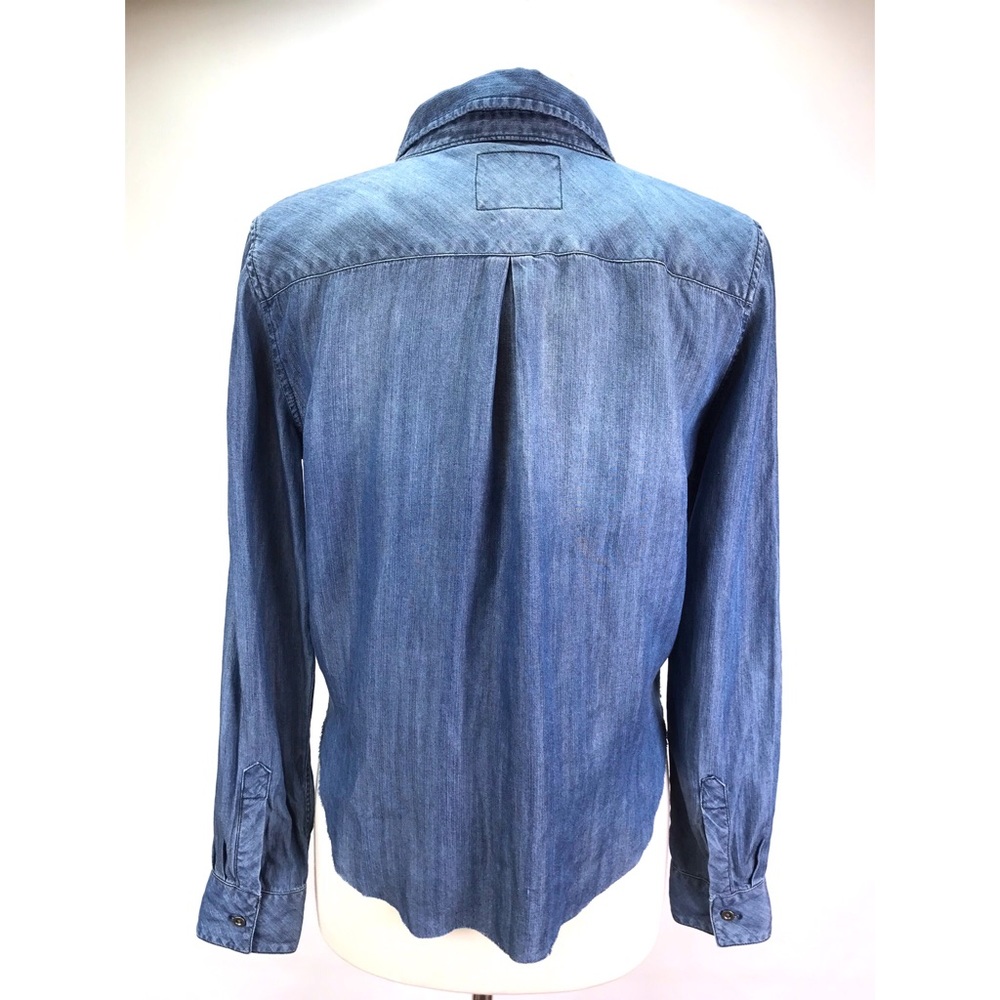 Rails Blue Distressed Denim Button Down Shirt - image 3